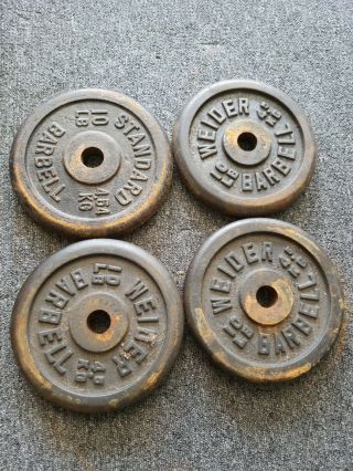 Vintage Pair Weider 10 Lb Weight Plates 4 X 10 Lb - 1” Hole