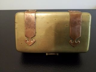 VINTAGE CHINESE MIXED METALS BRASS COPPER WOOD STRONG,  SNUFF TRINKET BOX 1900 ' s 2