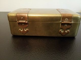 VINTAGE CHINESE MIXED METALS BRASS COPPER WOOD STRONG,  SNUFF TRINKET BOX 1900 ' s 3