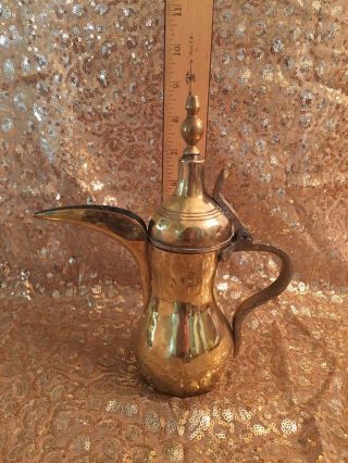 Antique Brass Middle Eastern Arabic Dallah Coffee Tea Pot W Hallmark