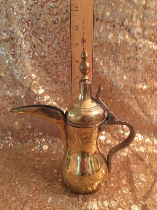 ANTIQUE BRASS MIDDLE EASTERN ARABIC DALLAH COFFEE TEA POT W HALLMARK 3