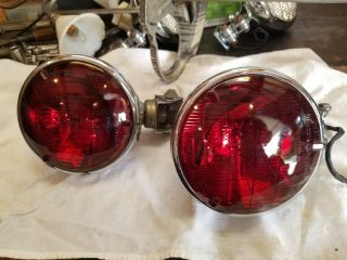 Vintage Chrome Dietz 9 - 51 4001 Red Lens Spot Lights