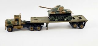 Vintage Schaper Stomper Military Semi With Flatbed Trailer & Tank