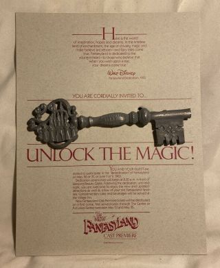 Disneyland Unlock Magic Fantasyland Rededication Cast Member Premiere Key 1983