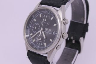 VINTAGE 1992 Seiko Quartz Chronograph Mens 37mm Steel Watch 7T32 - 7B30 Black 3