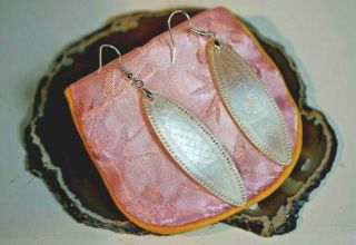200 Year Old Antique Qing Dynasty Mother of Pearl Earrings,  Sterling Silver 3