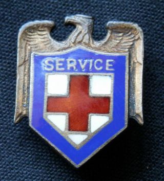 Vintage Ww Ii Era Red Cross Service Pin,  Sterling Silver