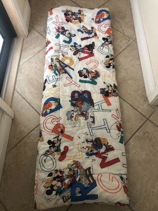 Vintage Disney Alphabet Blanket Twin Comforter Mickey Mouse & Friends