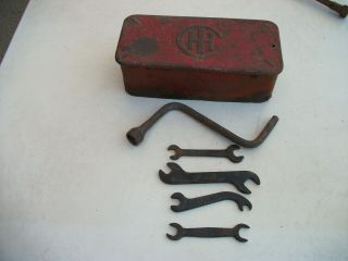 Ihc (farmall) International Tractor Tool Box With Vintage Wrenches,  Old