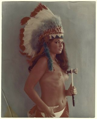 Vintage 1960s Bunny Yeager Color Photograph Indian Princess Pin - Up Darlene Hasty