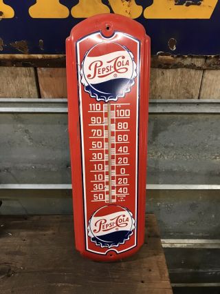 Vintage Pepsi - Cola Thermometer Country Store Soda Signs