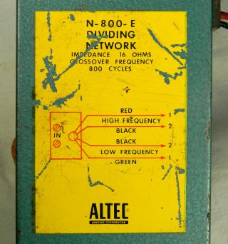 Vintage Altec Lansing N - 800 - E 16 ohm Crossover Dividing Network 2