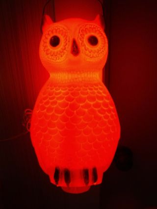 Vintage Vhtf Union Blow Mold Orange Owl Halloween Light Up Owl 100