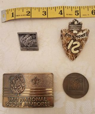 Boy Scout 1973 National Jamboree Coin Belt Buckle Neckerchief Clasp