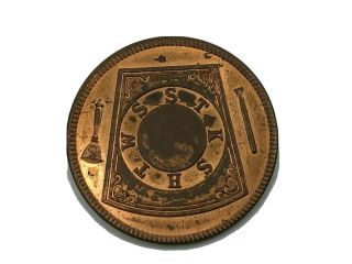 1869 Htwsstks Masonic Penny Token Mohegan Peekskill Ny Ram Royal Arch F7