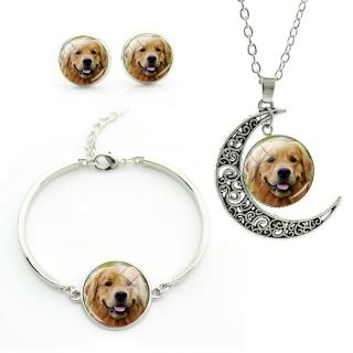 Pg04 Golden Retriever Collectible Set - Necklace,  Bracelet,  Earrings -