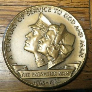 Salvation Army Century Of Service To God And Man 1865 - 1965 Bronze Medal (i4a)