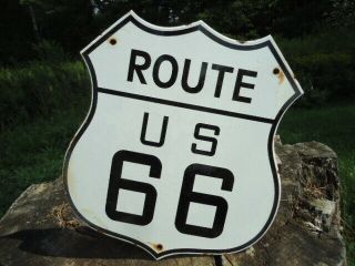1950s Vintage Old U.  S.  Route 66 Porcelain Road Sign Highway Sign