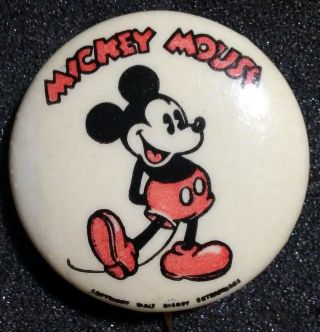 Unusual 1930 Mickey Mouse Club White 1.  25 " Celluloid Pinback