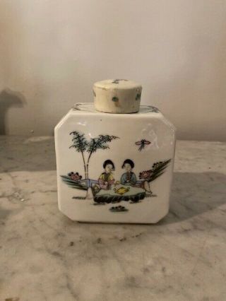 Chinese Porcelain Tea Caddy,  Vintage