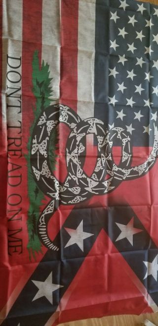 3x5 Usa/rebel Gadsden Dont Tread On Me Rebel In/outdoor Flag Snake Banner