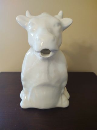 Large White Ceramic Bull Cow Milk Pitcher 2