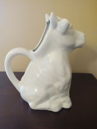 Large White Ceramic Bull Cow Milk Pitcher 3