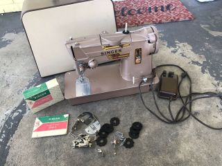 Vintage Singer 328k Sewing Machine Heavy Duty W/ Pedal & Attachments