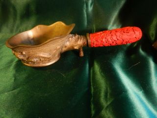 Antique Chinese Silk Iron With Cinnabar Handle