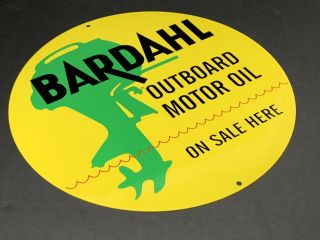 Vintage Bardahl Outboard Motor Oil 11 3/4 " Metal Outboard Fish Gasoline Oil Sign