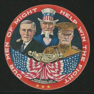 World War I,  Uncle Sam,  W.  Wilson,  Pershing,  Poster Stamp / Cinderella Label