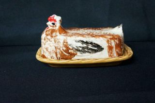 Vintage Rossini Chicken Hen Covered Butter Dish Japan Rooster