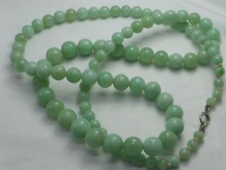 Vintage Apple Jade Jadeite Beads Necklace White Gold Clasp Chinese Interest