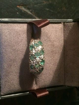 Vintage 9ct Gold Diamond And Emerald Ring Size L