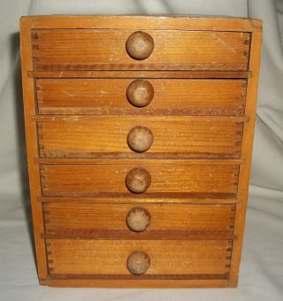 Vintage Wooden Six Drawer Chest Machinist Tool Box Wirt Resistors Wood