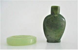 Old Chinese Carved Jade Snuff Bottle And A Chinese Stone Carving