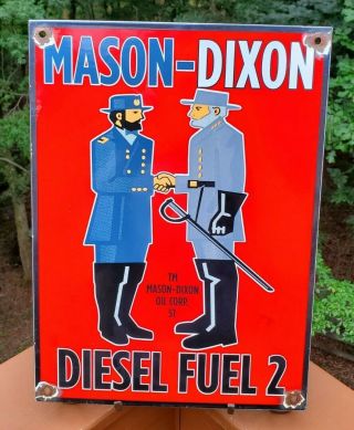 Vintage Porcelain Mason - Dixon Gas And Oil Sign 1951 Dated