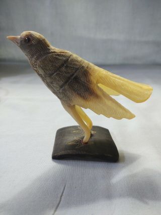 Vintage Carved Horn Bird Figurine