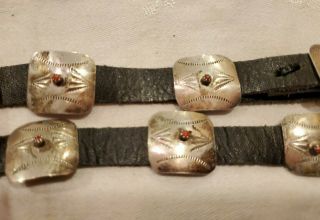 Vintage OLD PAWN Sterling Silver CORAL Concho Belt NAVAJO HAT BAND 2