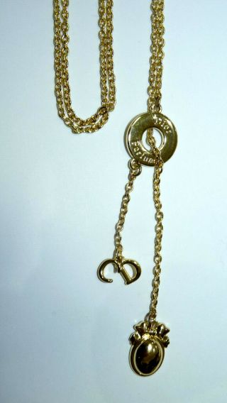 Vintage Christian Dior Long Gold Chain Necklace 80 