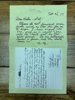 Vintage 1987 Carl Barks Handwritten & Signed Letter Donald Duck Walt Disney