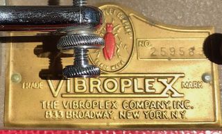 VINTAGE VIBROPLEX VIBROKEYER STANDARD TELEGRAPH MORSE KEY BUG 259583 HAM RADIO 2