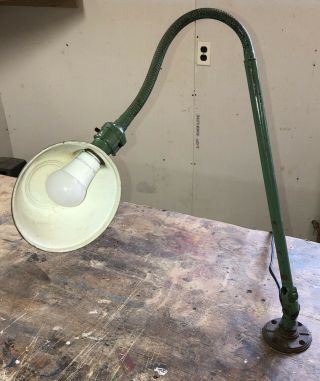 Vintage Ajusco - Loc Industrial Work Bench Light Lamp Gooseneck Flexible Jointed 2