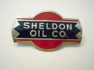 Vintage Sheldon Oil Co.  Metal Employee Screw Back Badge Pin