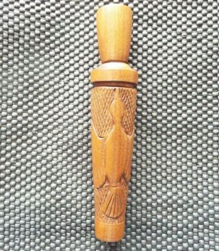 Vintage Unknown Checkered / Carved Large Metal Reed Duck Call