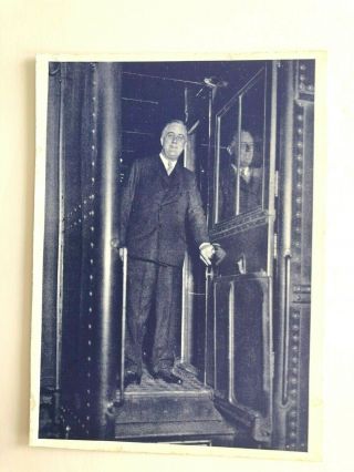 Vintage Picture In Blue Tint Of President Franklin D Roosevelt On Train