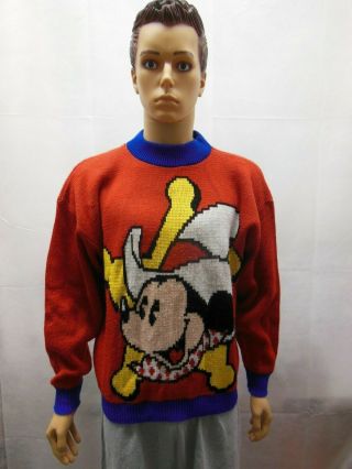Vintage Sheriff Mickey Mickey & Co By J.  G.  Hook Sweater L Red Disney