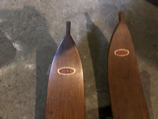 Vintage Wooden Lund Skis With Leather Bindings