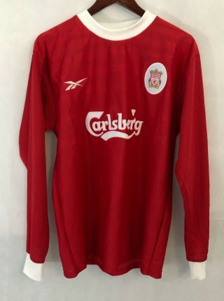 Vintage Reebok Liverpool Fc Carlsberg Long Sleeved Jersey Home Shirt Size 44 46