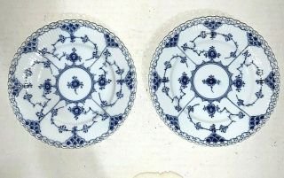 2 Vintage Royal Copenhagen Blue Fluted Full Lace Bread Plates 1st Quality 1088